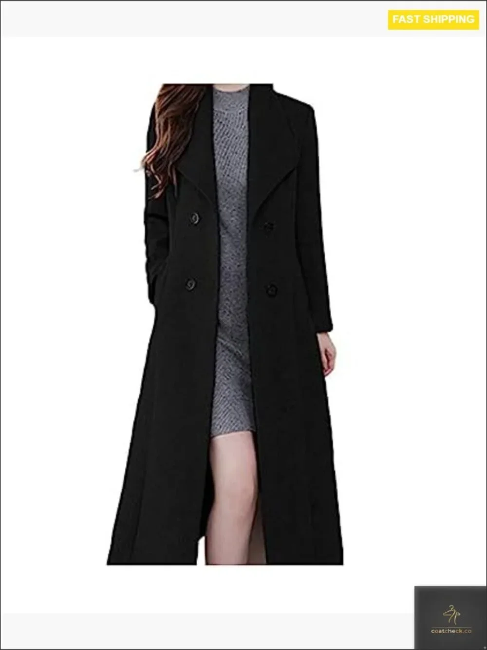 Wool Blend Pea Coat Double Breasted Shawl Collar Trench Maxi Winter Warm_2